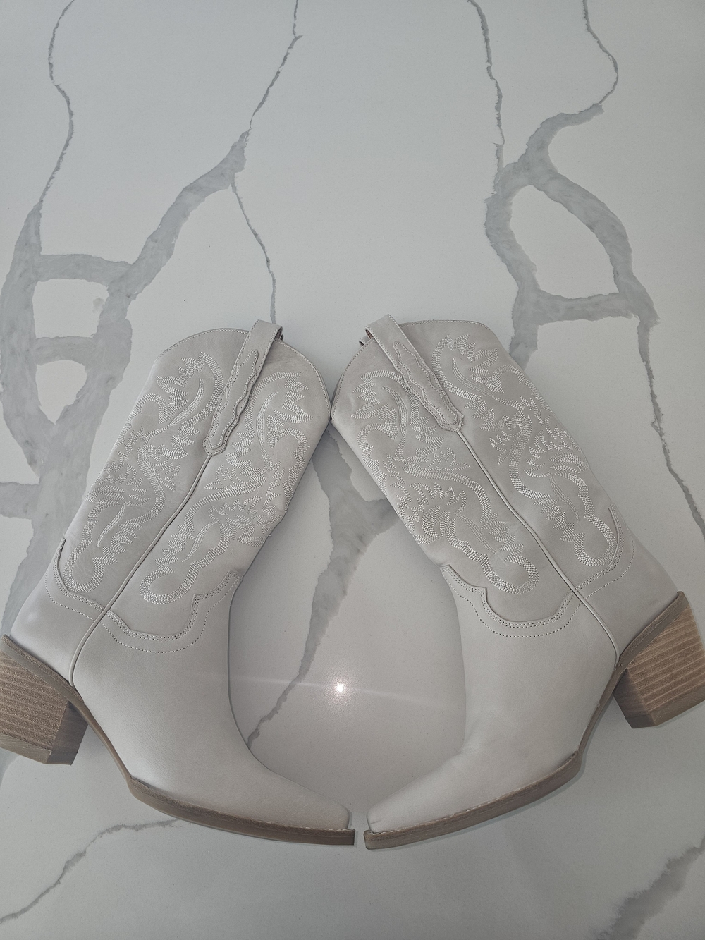 Jeffrey Campbell White Embroidered Western Ankle Boots